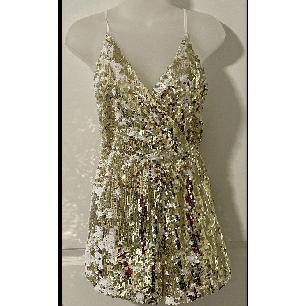L'Atiste Formal Romper Womens Gold Party Club Sequin Size Small S Bachelorette‎ - Picture 3 of 9